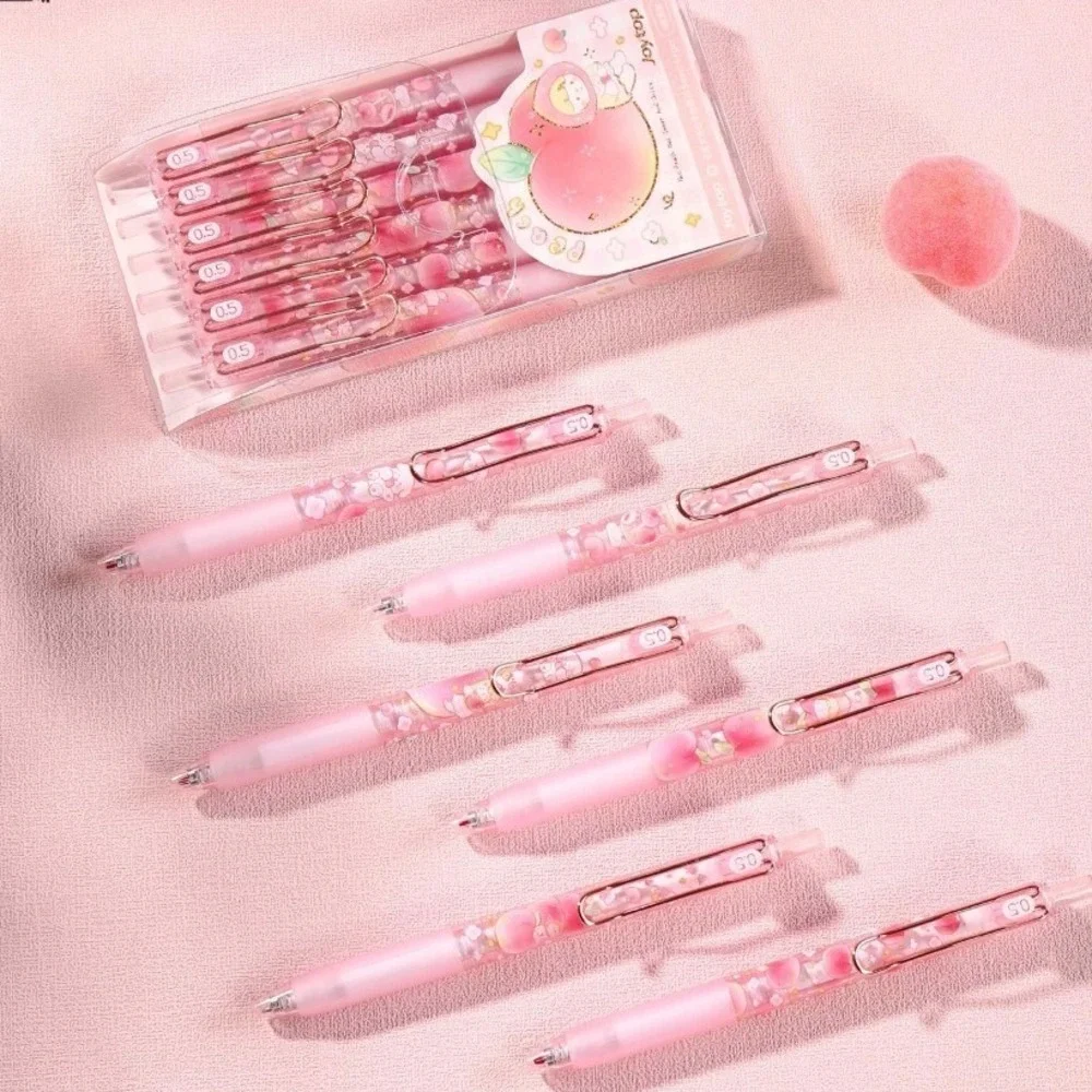 Joytop Peach Gel Pen Set 6 Pack Pink Rose Gold Clip 0.5mm Retractable Stationery